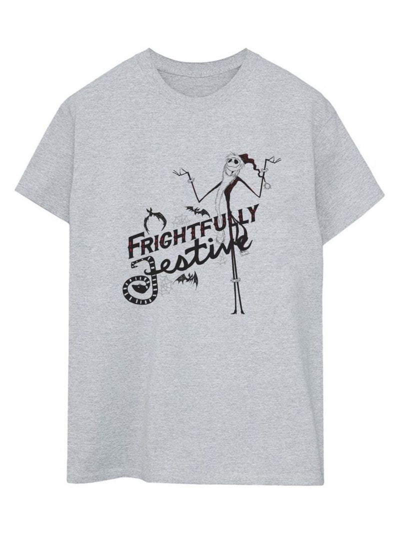 Disney - T-shirt THE NIGHTMARE BEFORE CHRISTMAS FRIGHTFULLY Gris chiné - Kiabi