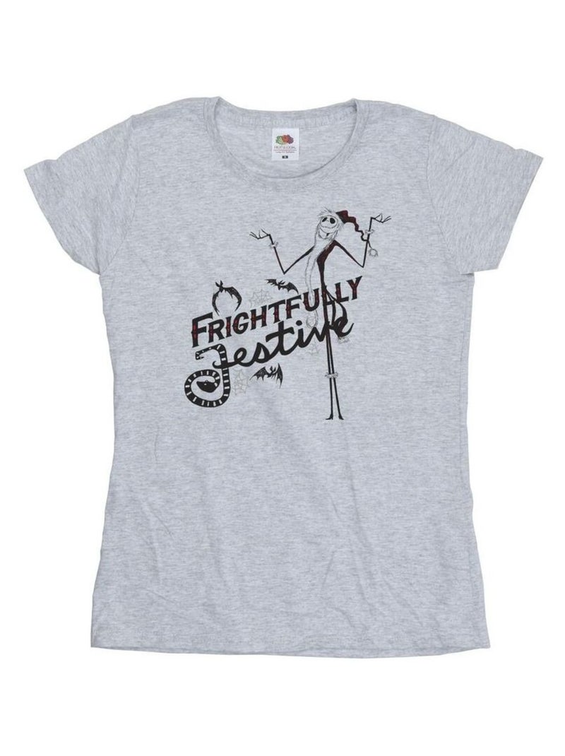 Disney - T-shirt THE NIGHTMARE BEFORE CHRISTMAS FRIGHTFULLY Gris chiné - Kiabi