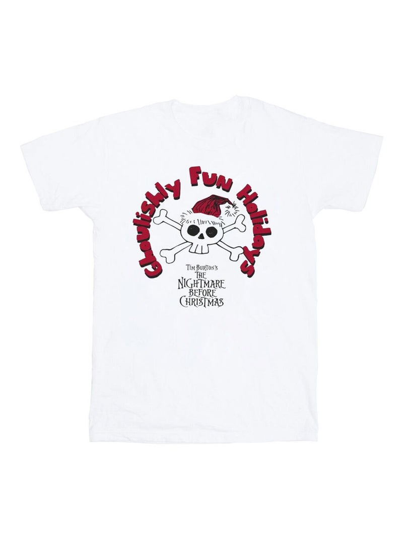 Disney - T-shirt THE NIGHTMARE BEFORE CHRISTMAS GHOULISHLY FUN HOLIDAYS Blanc - Kiabi