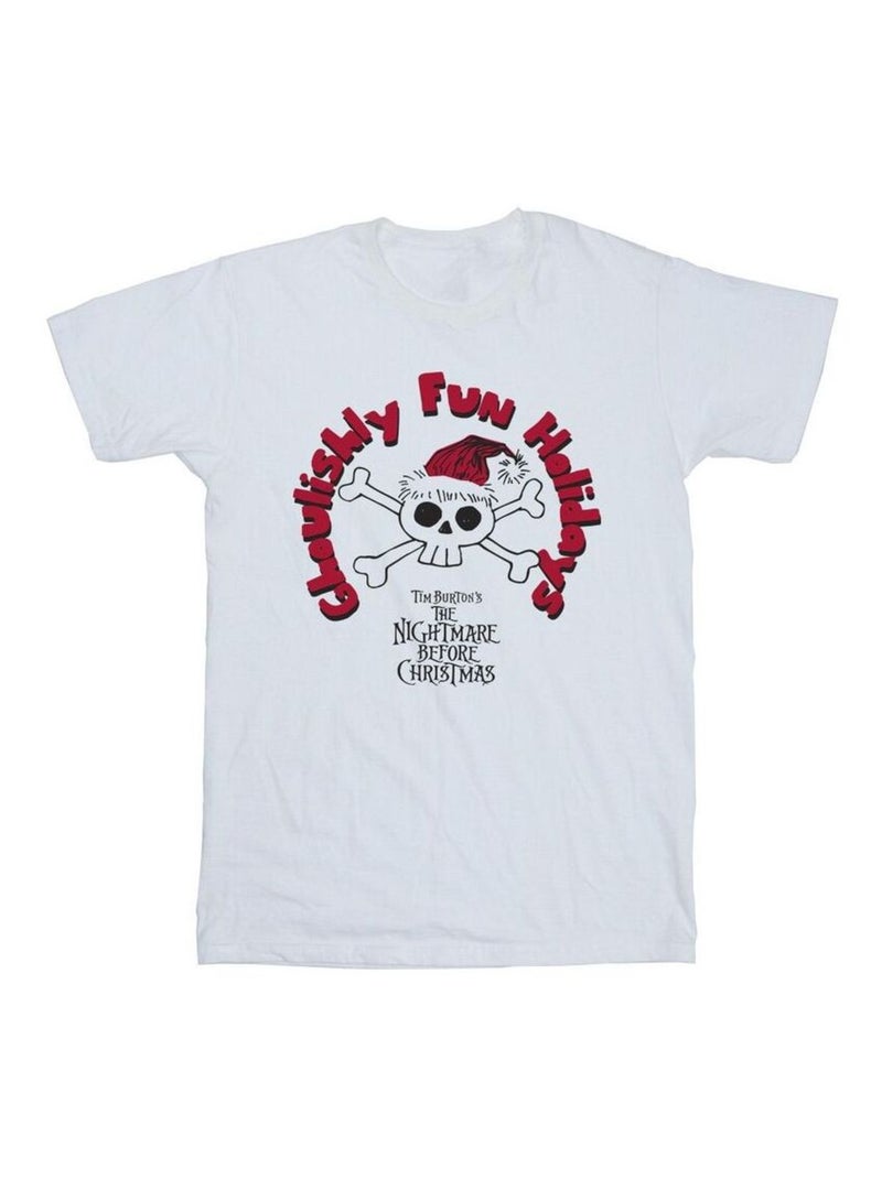 Disney - T-shirt THE NIGHTMARE BEFORE CHRISTMAS GHOULISHLY FUN HOLIDAYS Blanc - Kiabi