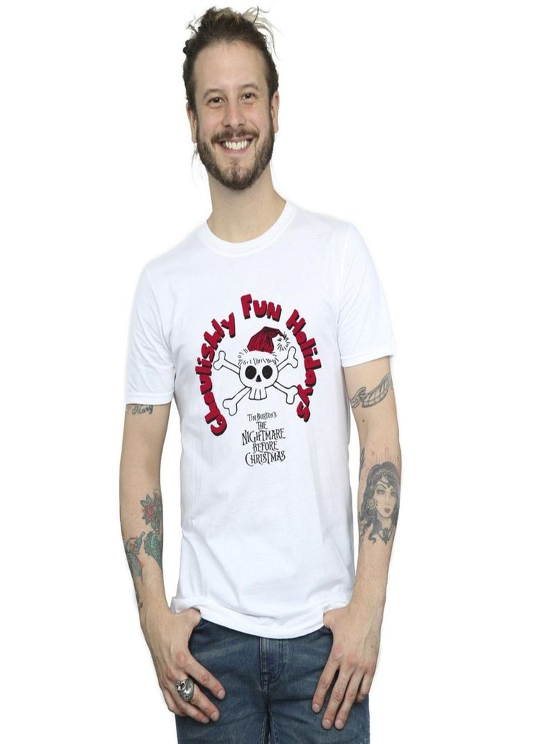Disney - T-shirt THE NIGHTMARE BEFORE CHRISTMAS GHOULISHLY FUN HOLIDAYS Blanc - Kiabi
