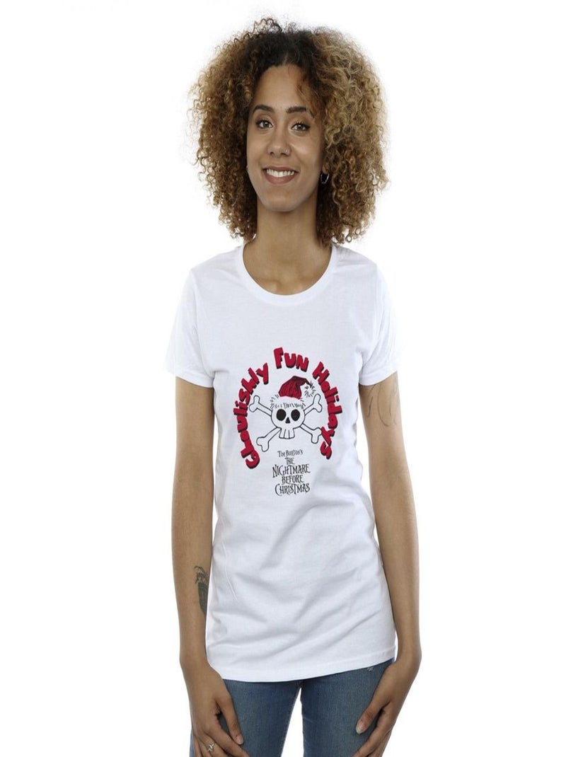 Disney - T-shirt THE NIGHTMARE BEFORE CHRISTMAS GHOULISHLY FUN HOLIDAYS Blanc - Kiabi