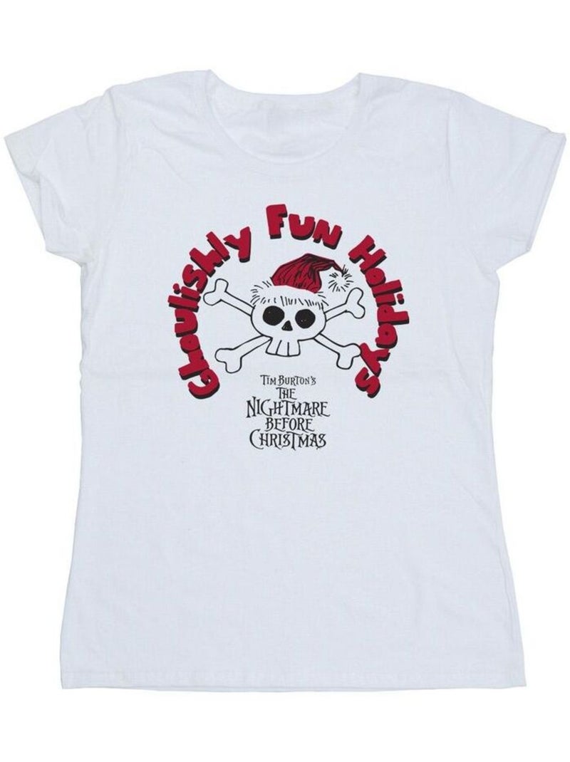 Disney - T-shirt THE NIGHTMARE BEFORE CHRISTMAS GHOULISHLY FUN HOLIDAYS Blanc - Kiabi