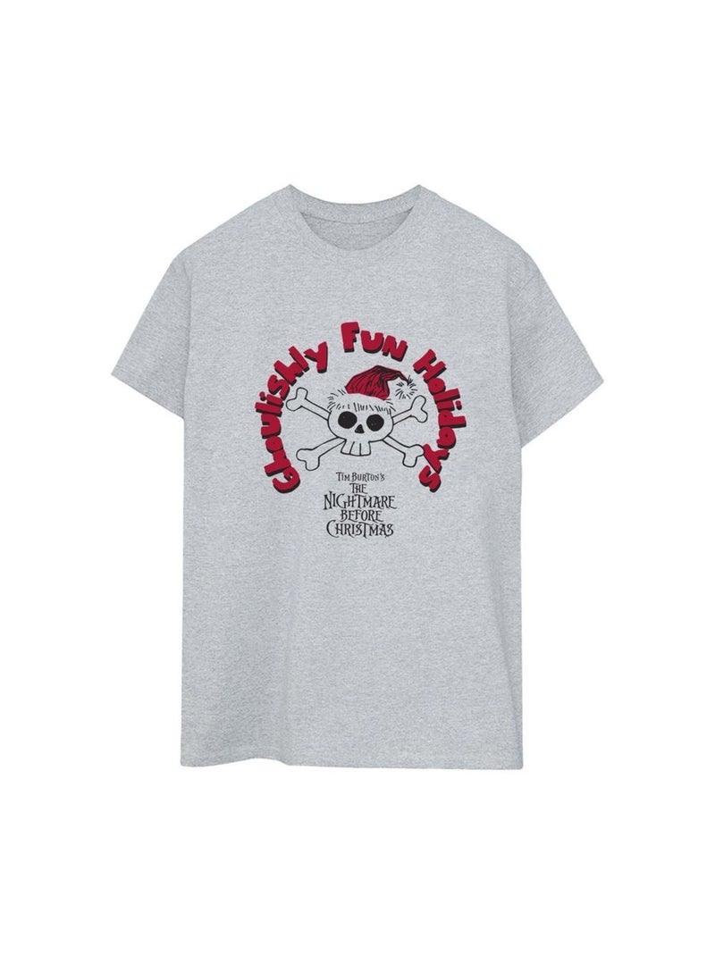Disney - T-shirt THE NIGHTMARE BEFORE CHRISTMAS GHOULISHLY FUN HOLIDAYS Gris chiné - Kiabi