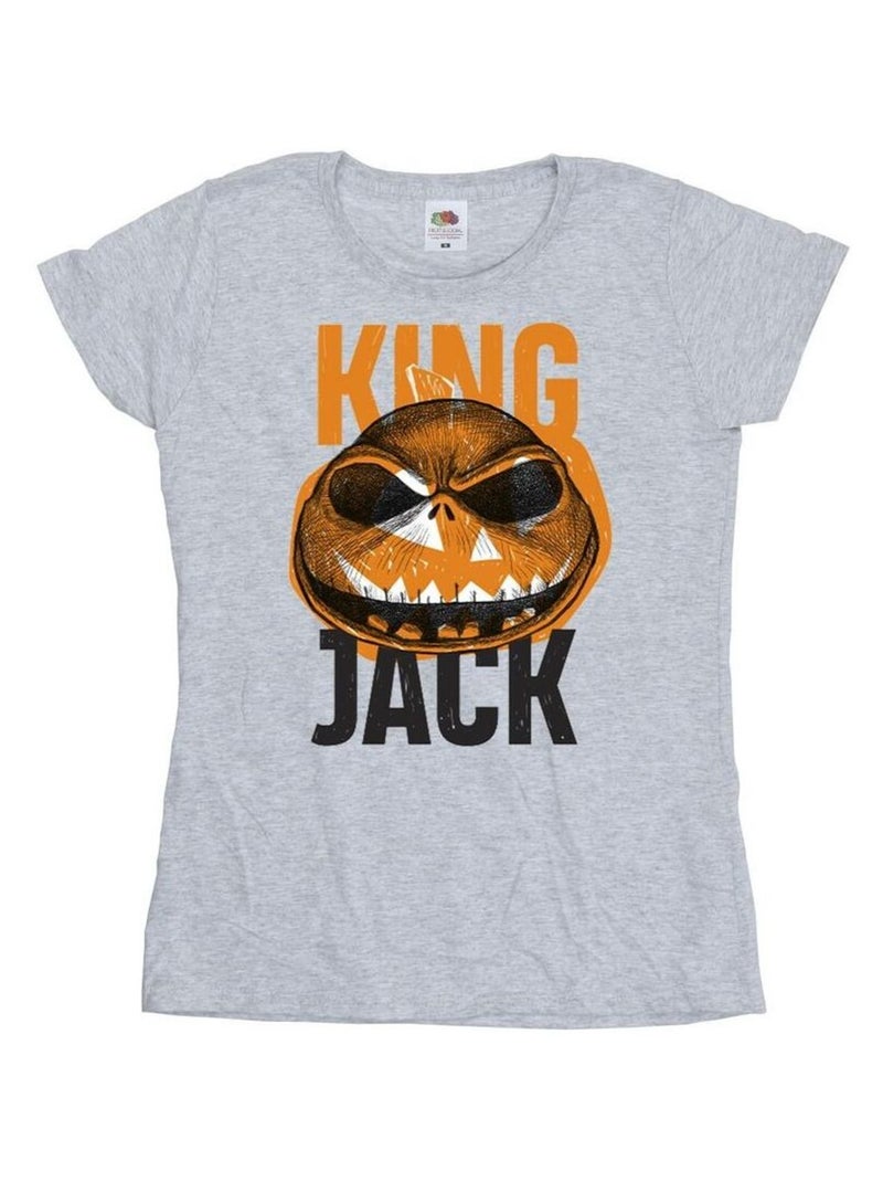 Disney - T-shirt THE NIGHTMARE BEFORE CHRISTMAS KING JACK Gris chiné - Kiabi