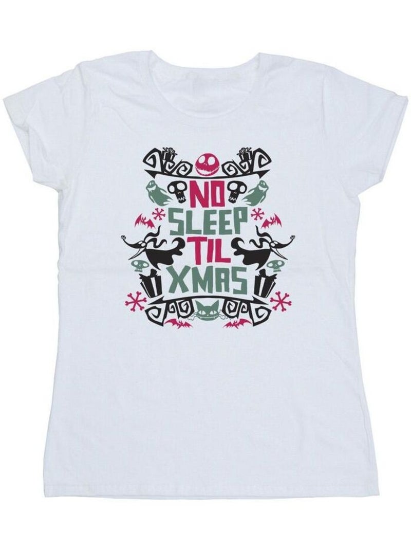 Disney - T-shirt THE NIGHTMARE BEFORE CHRISTMAS NO SLEEP TIL XMAS Blanc - Kiabi