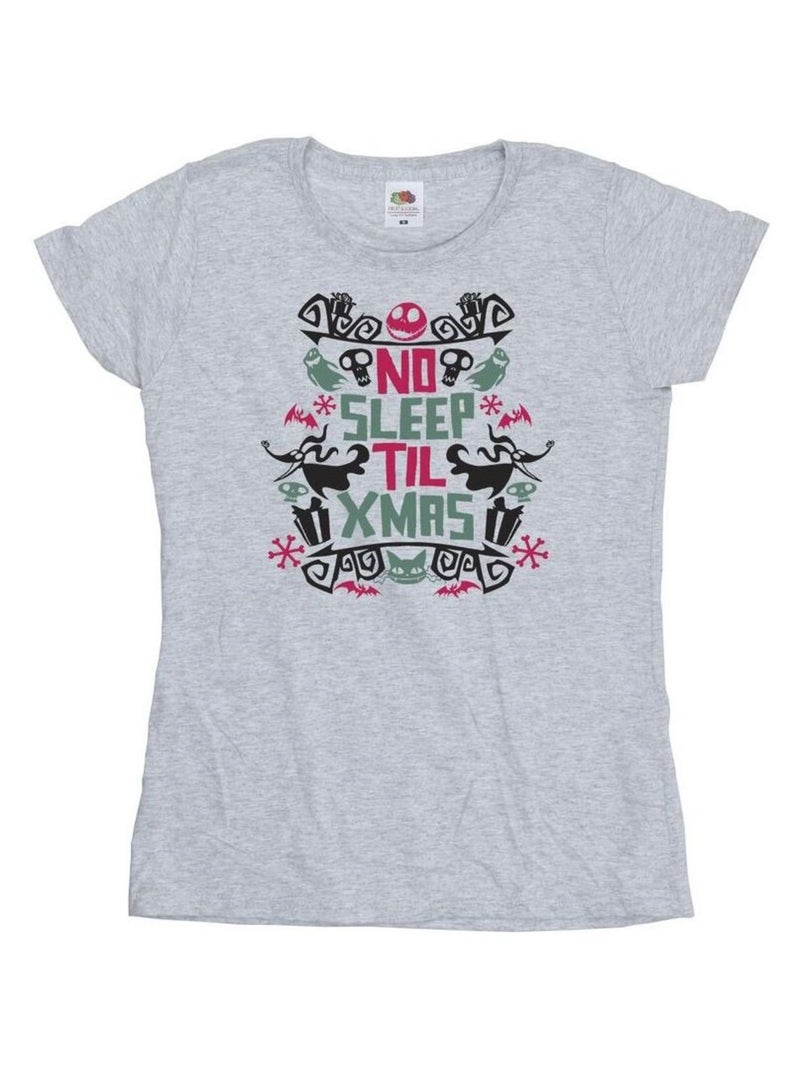Disney - T-shirt THE NIGHTMARE BEFORE CHRISTMAS NO SLEEP TIL XMAS Gris chiné - Kiabi