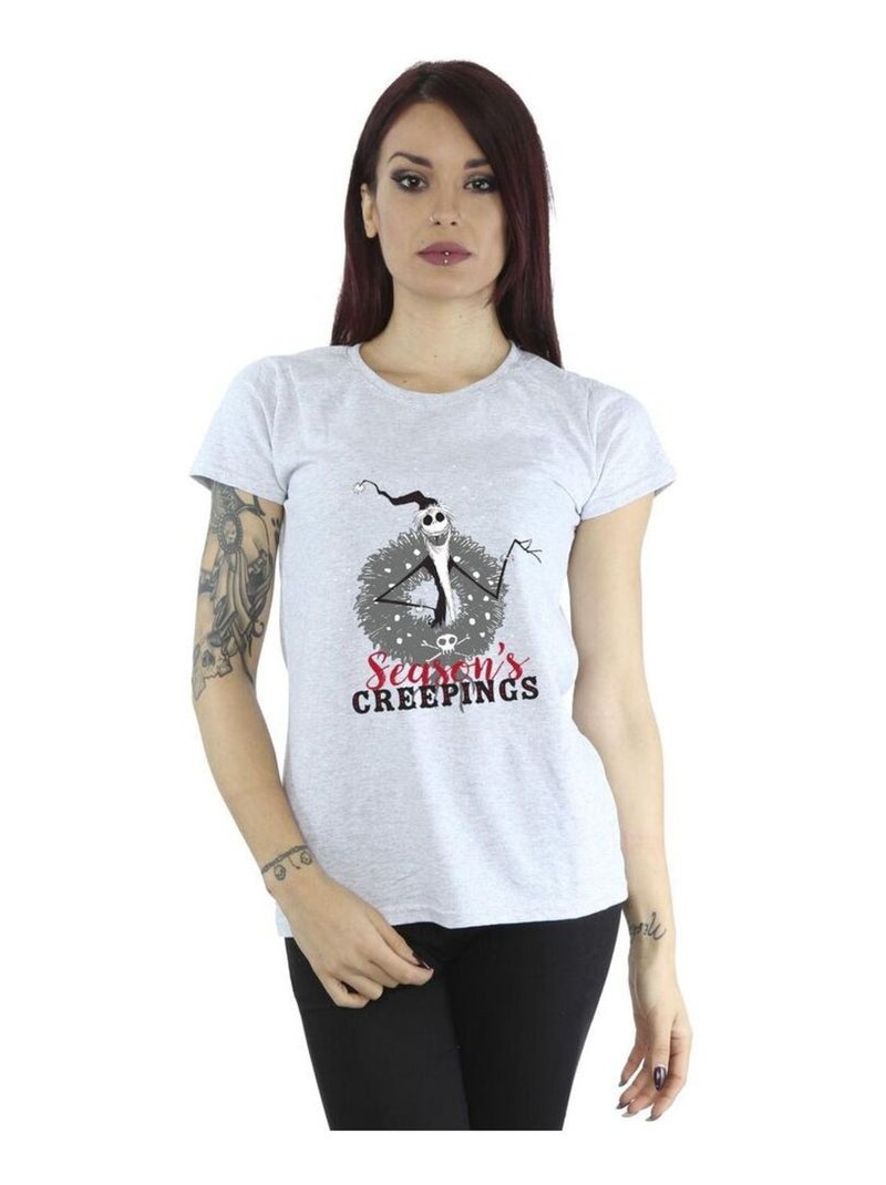 Disney - T-shirt THE NIGHTMARE BEFORE CHRISTMAS SEASONS CREEPINGS Gris chiné - Kiabi