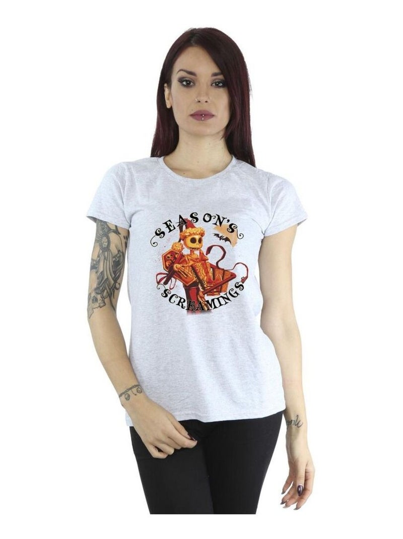 Disney - T-shirt THE NIGHTMARE BEFORE CHRISTMAS SEASONS SCREAMINGS Gris chiné - Kiabi