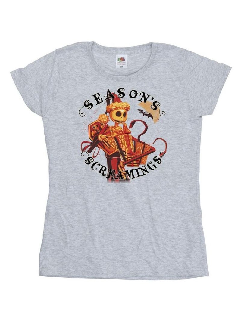 Disney - T-shirt THE NIGHTMARE BEFORE CHRISTMAS SEASONS SCREAMINGS Gris chiné - Kiabi
