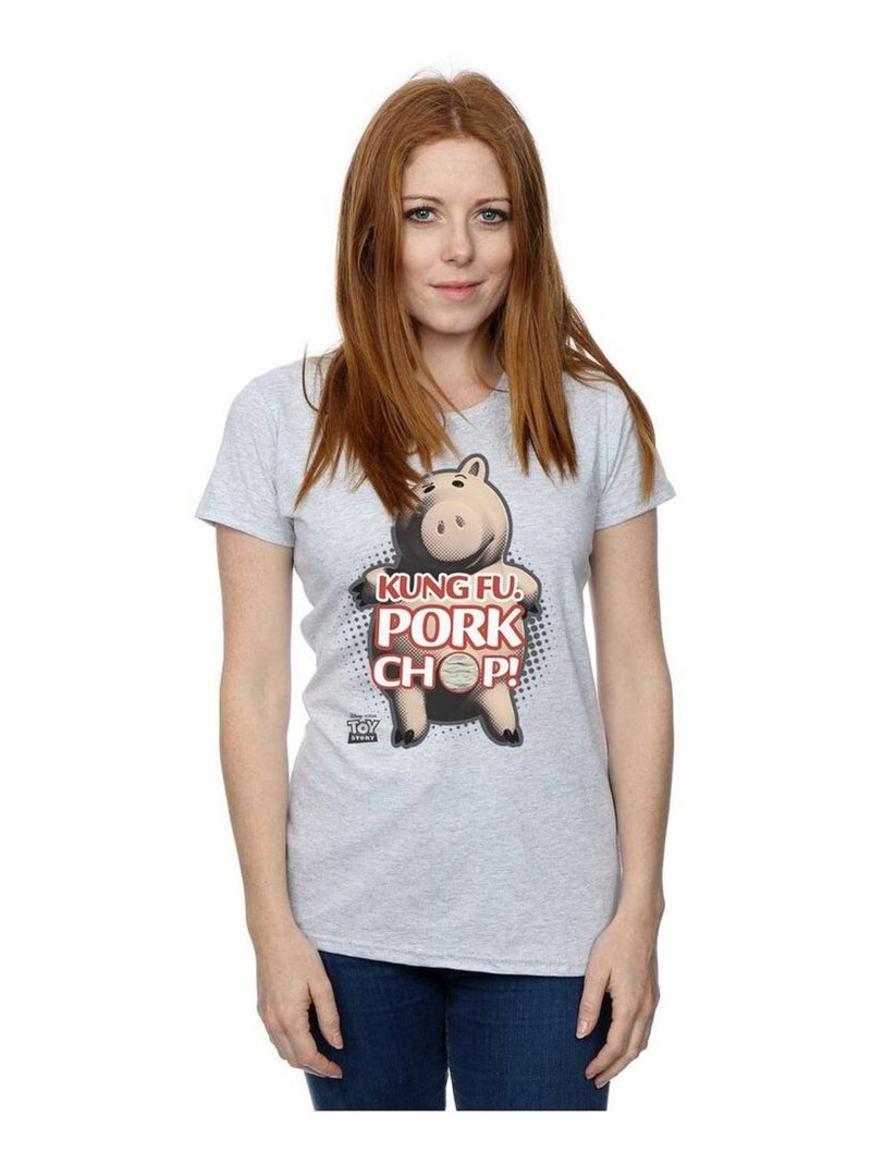 Disney - T-shirt TOY STORY KUNG FU PORK CHOP Gris chiné - Kiabi