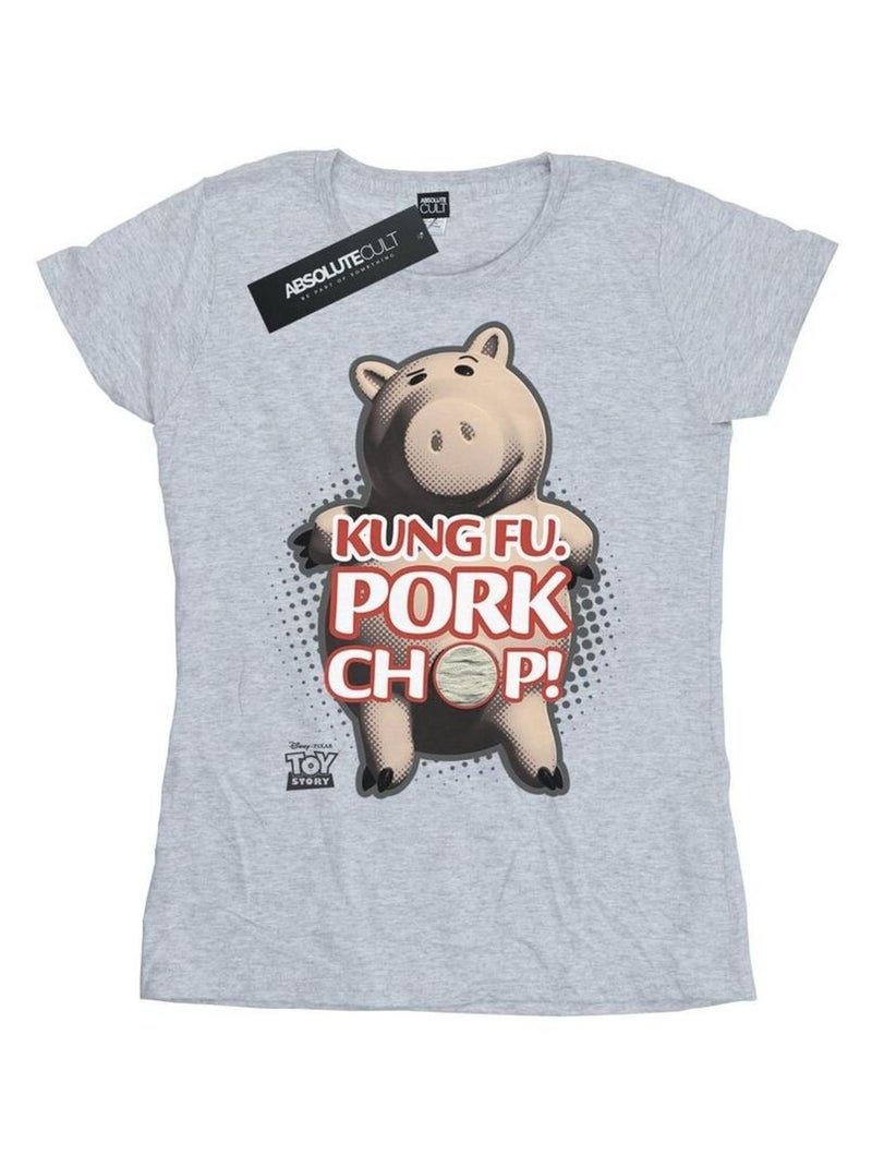 Disney - T-shirt TOY STORY KUNG FU PORK CHOP Gris chiné - Kiabi
