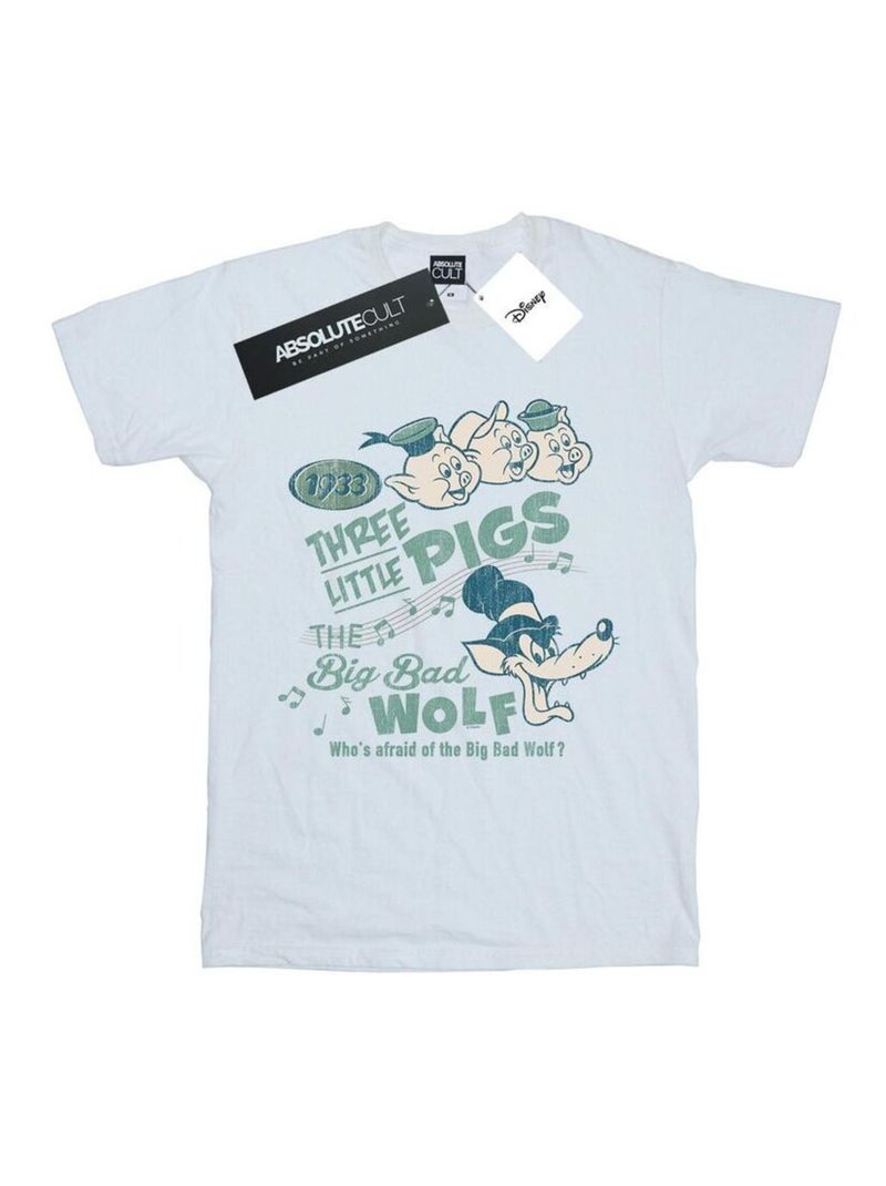 Disney - T-shirt WHO'S AFRAID OF THE BIG BAD WOLF Blanc - Kiabi