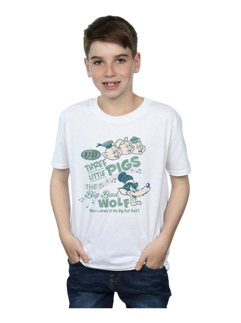 Disney - T-shirt WHO'S AFRAID OF THE BIG BAD WOLF Blanc - Kiabi