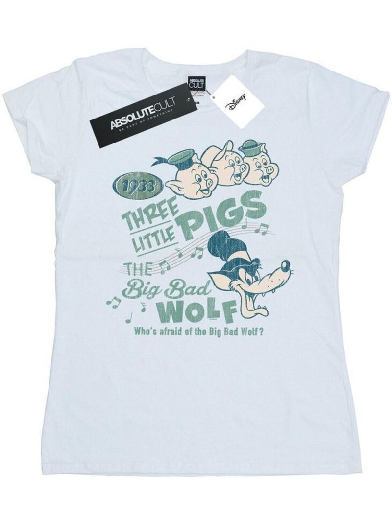Disney - T-shirt WHO'S AFRAID OF THE BIG BAD WOLF Blanc - Kiabi