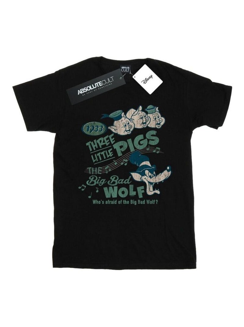 Disney - T-shirt WHO'S AFRAID OF THE BIG BAD WOLF Noir - Kiabi