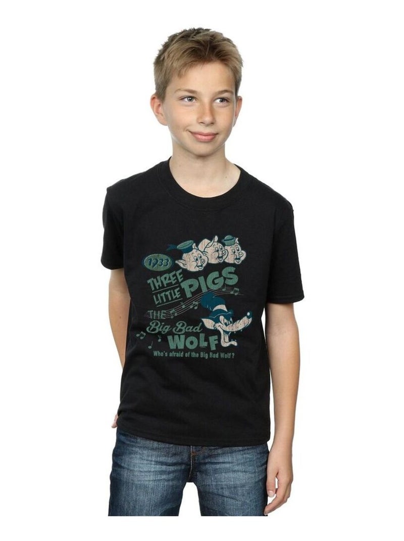 Disney - T-shirt WHO'S AFRAID OF THE BIG BAD WOLF Noir - Kiabi