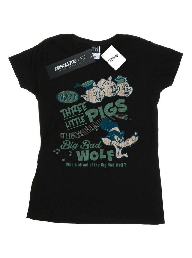 Disney - T-shirt WHO'S AFRAID OF THE BIG BAD WOLF Noir - Kiabi