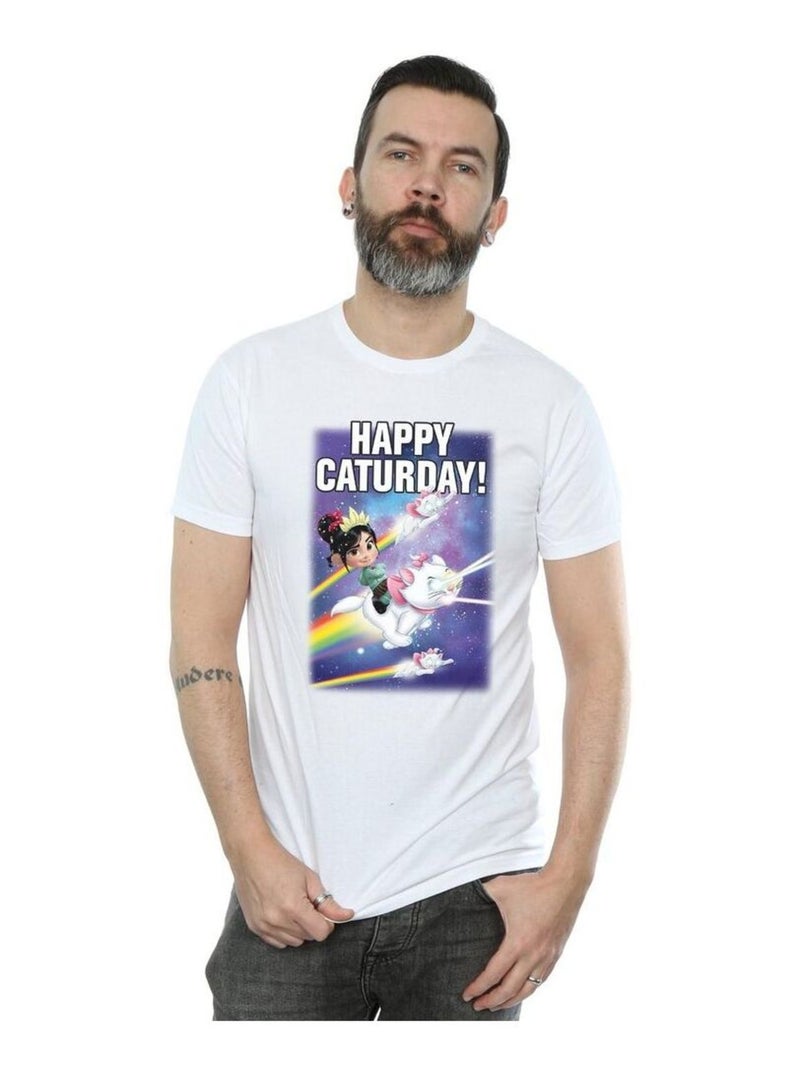 Disney - T-shirt WRECK Ça RALPH HAPPY CATURDAY Blanc - Kiabi