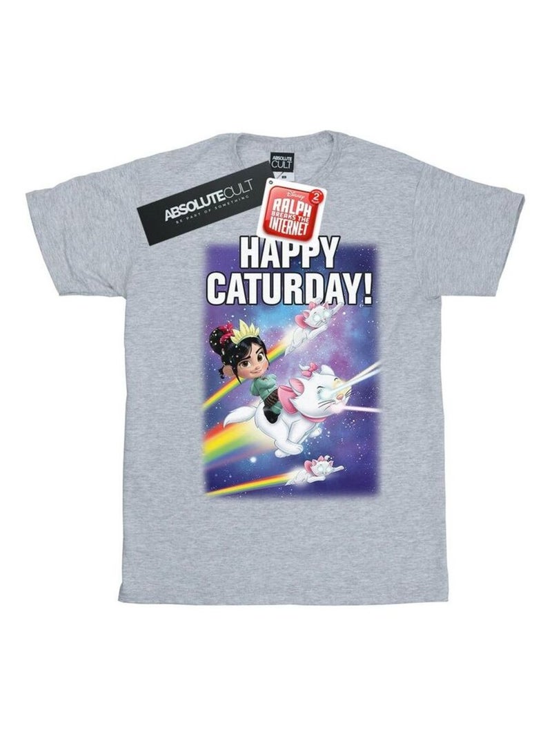 Disney - T-shirt WRECK Ça RALPH HAPPY CATURDAY Gris chiné - Kiabi