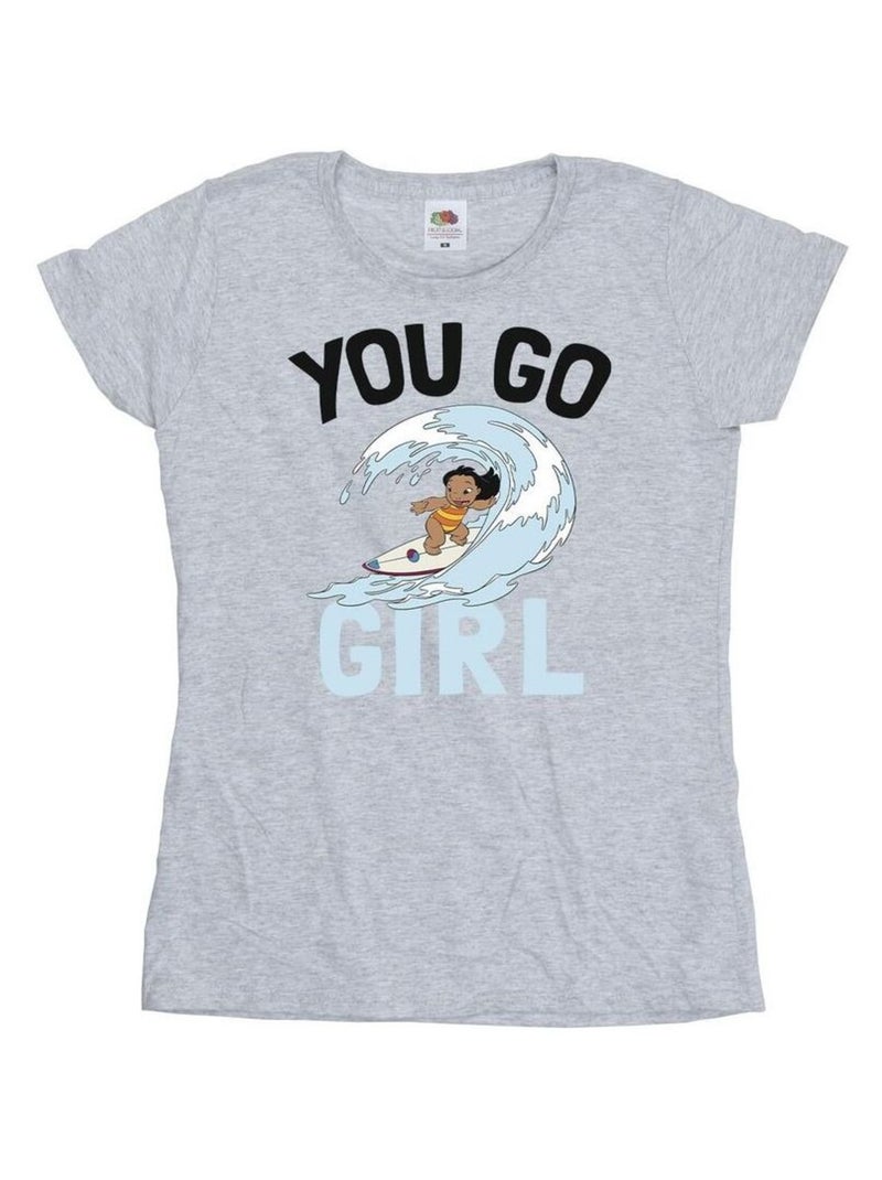 Disney - T-shirt YOU GO GIRL Gris chiné - Kiabi