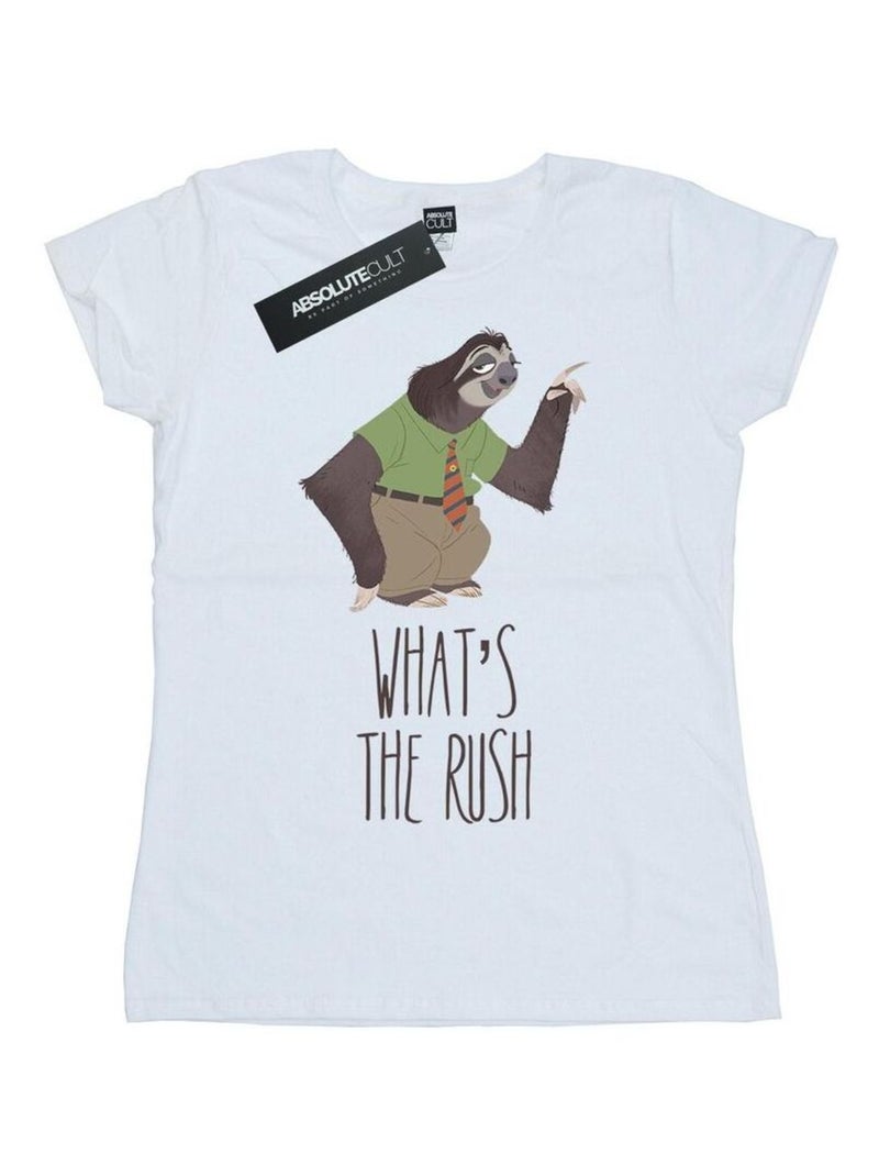 Disney - T-shirt Zootopie WHAT'S THE RUSH Blanc - Kiabi