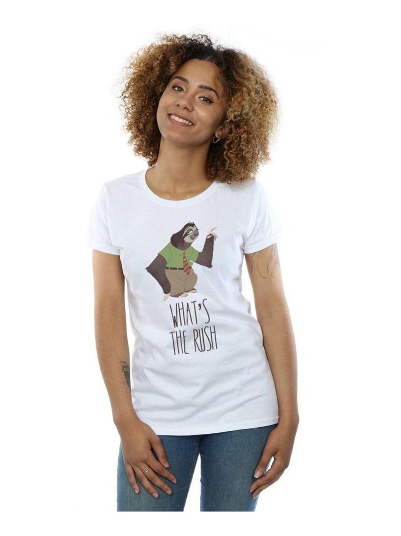 Disney - T-shirt ZOOTROPOLIS WHAT'S THE RUSH Blanc - Kiabi