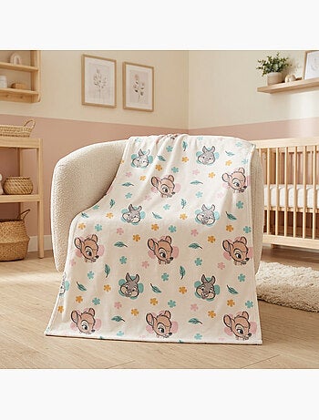 Disney bambi couverture flanelle 110x150 cm ecru et pastel