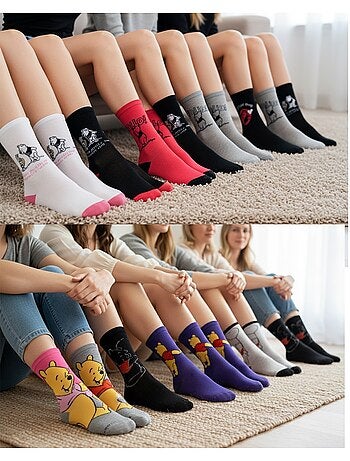 Disney – Chaussettes Femme Licence Winnie l’ourson Pack de 10 Paires MIX SURPRISE