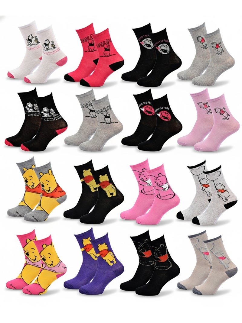 Disney – Chaussettes Femme Licence Winnie l’ourson Pack de 10 Paires MIX SURPRISE Noir Rose Gris - Kiabi