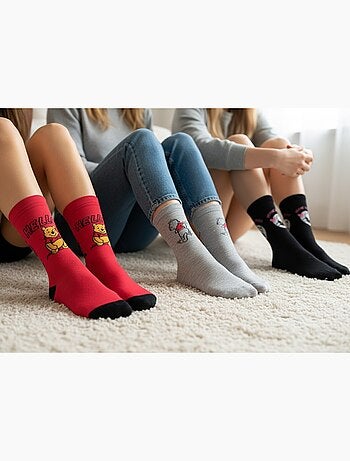 Disney – Chaussettes Femme Licence Winnie l’ourson Pack de 3 Paires