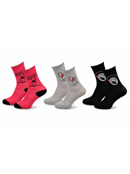 Disney – Chaussettes Femme Licence Winnie l’ourson Pack de 3 Paires - Kiabi