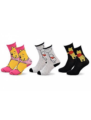 Disney – Chaussettes Femme Licence Winnie l’ourson Pack de 3 Paires
