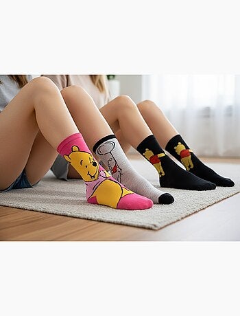 Disney – Chaussettes Femme Licence Winnie l’ourson Pack de 3 Paires