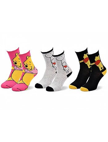 Disney – Chaussettes Femme Licence Winnie l’ourson Pack de 3 Paires