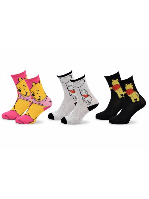 Disney – Chaussettes Femme Licence Winnie l’ourson Pack de 3 Paires - Kiabi