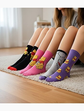 Disney – Chaussettes Femme Licence Winnie l’ourson Pack de 4 Paires