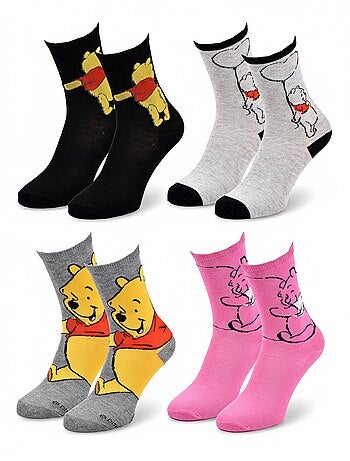 Disney – Chaussettes Femme Licence Winnie l’ourson Pack de 4 Paires