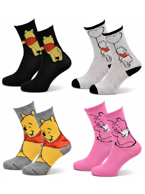 Disney – Chaussettes Femme Licence Winnie l’ourson Pack de 4 Paires - Kiabi