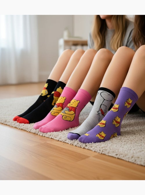 Disney – Chaussettes Femme Licence Winnie l’ourson Pack de 4 Paires - Kiabi