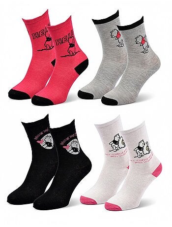 Disney – Chaussettes Femme Licence Winnie l’ourson Pack de 4 Paires