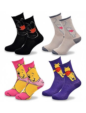 Disney – Chaussettes Femme Licence Winnie l’ourson Pack de 4 Paires