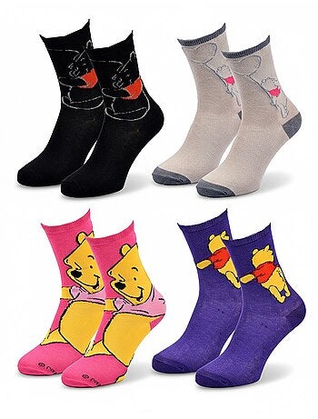 Disney – Chaussettes Femme Licence Winnie l’ourson Pack de 4 Paires