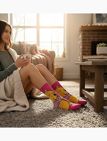 Disney – Chaussettes Femme Licence Winnie l’ourson Pack de 4 Paires
