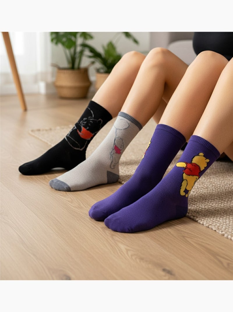 Disney – Chaussettes Femme Licence Winnie l’ourson Pack de 4 Paires Noir Multicolore Gris - Kiabi