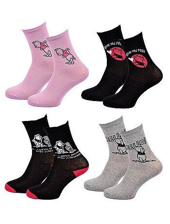 Disney – Chaussettes Femme Licence Winnie l’ourson Pack de 4 Paires