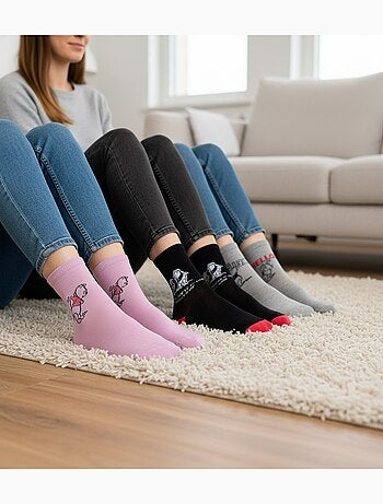 Disney – Chaussettes Femme Licence Winnie l’ourson Pack de 4 Paires