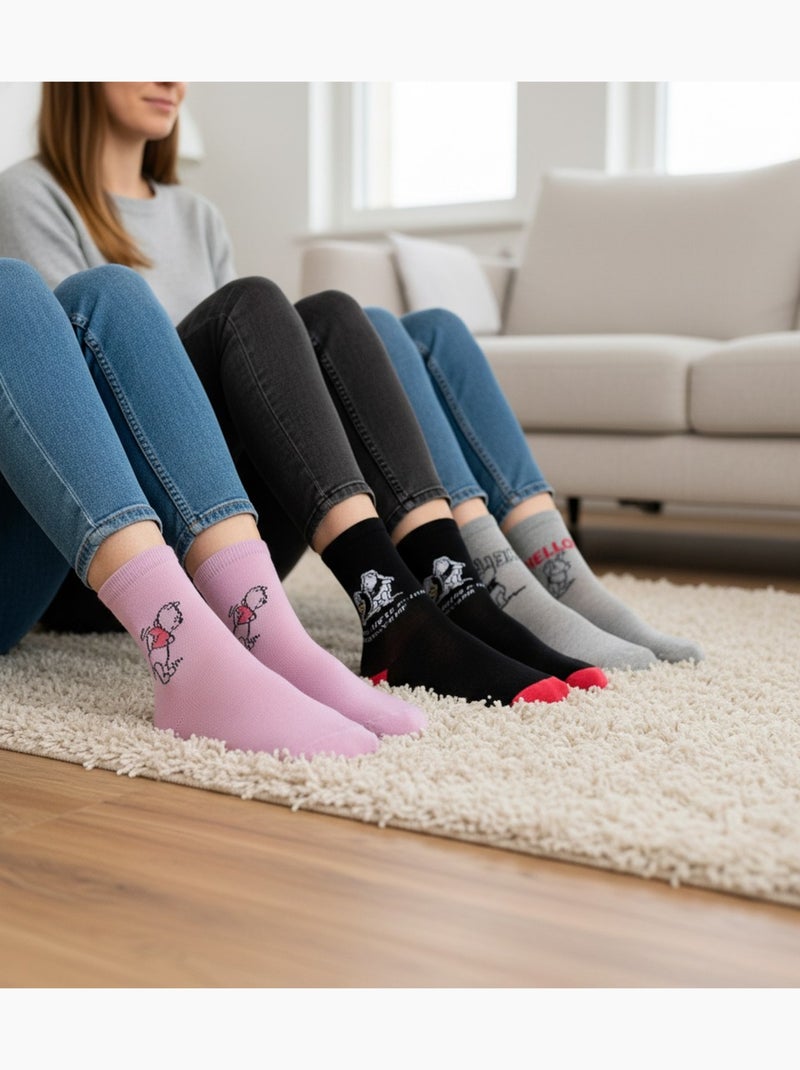 Disney – Chaussettes Femme Licence Winnie l’ourson Pack de 4 Paires Noir Rose Gris - Kiabi