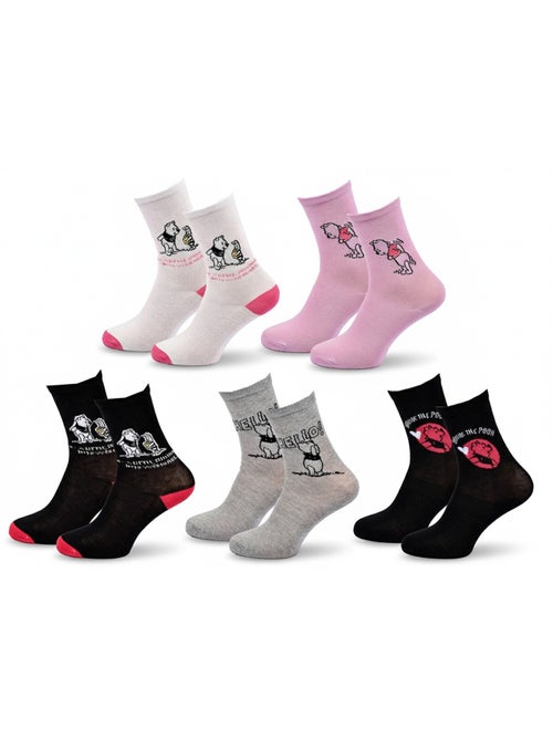Disney – Chaussettes Femme Licence Winnie l’ourson Pack de 5 Paires - Kiabi