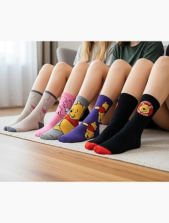 Disney – Chaussettes Femme Licence Winnie l’ourson Pack de 5 Paires